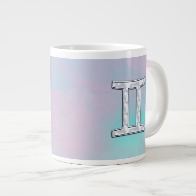 Mother of Pearl Gemini Zodiac Symbol Jumbo-Tasse (Vorderseite Rechts)
