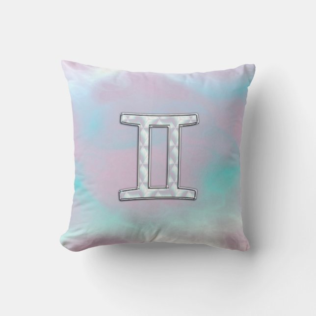 Mother of Pearl Gemini Zodiac Symbol Kissen (Vorderseite)