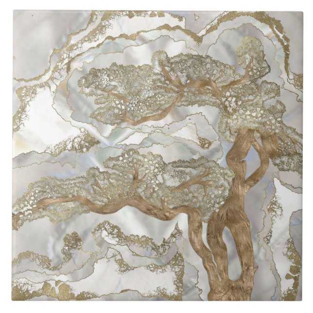 Mother of pearl Golden Tree Fliese (Vorderseite)