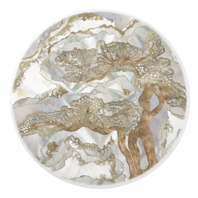 Mother of pearl Golden Tree Keramikknauf (Vorderseite)