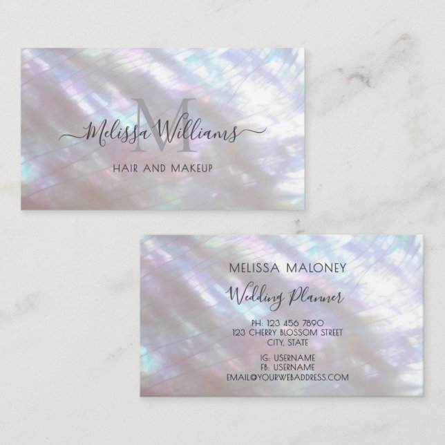 Mother-of-pearl  Monogram Shimmering Visitenkarte (Vorne/Hinten)