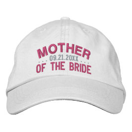 Mother of the Bride Fun Saying Pink on White Bestickte Baseballkappe