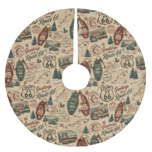 Mother Road Weihnachts-Reise-Collage Polyester Weihnachtsbaumdecke