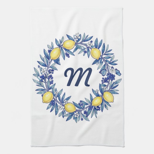 Mother’s Day Lemon Towel with Initial Geschirrtuch (Vertikal)