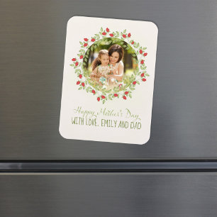 Mother’s Day Minimalist Rose Watercolor Wreath Magnet