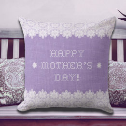 Mother’s Day Vintage Rustic Burlap Crochet Floral Kissen