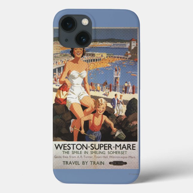 Mother & Son on Beach Railposter Case-Mate iPhone Hülle (Rückseite)