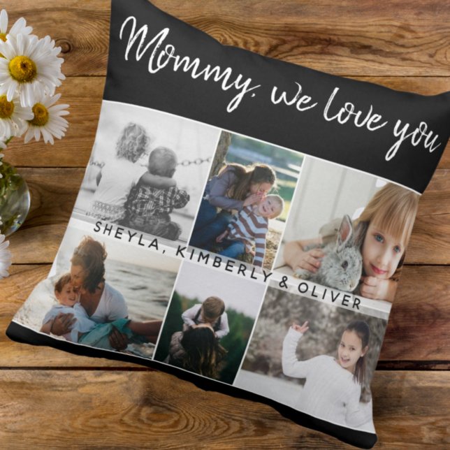 Mother with Kids and Family Mom 6 Photo Collage Kissen (Von Creator hochgeladen)