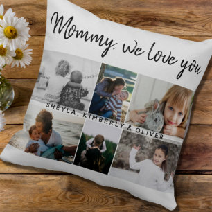 Mother with Kids and Family Mom 6 Photo Collage Kissen
