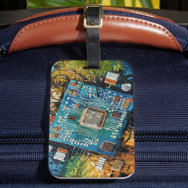 Motherboard - Abstract Computer Tech Art Gepäckanhänger (Vorderseite Insitu 2)