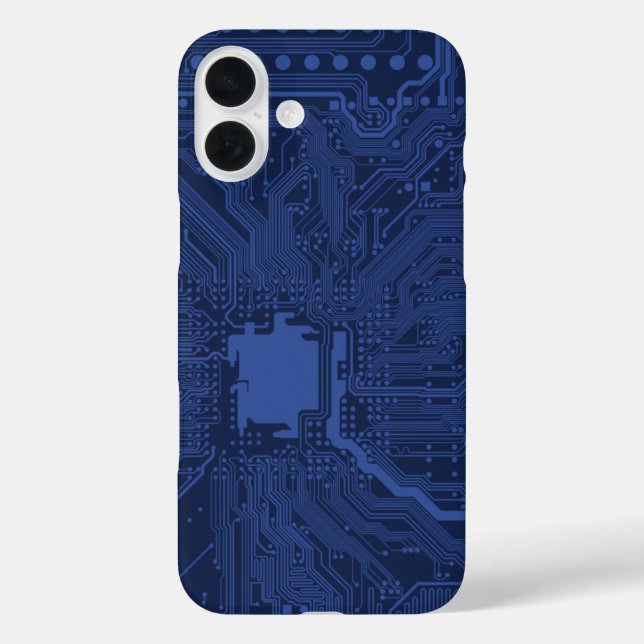 Motherboard-Muster von Blue Geek iPhone 16 Plus Hülle (Rückseite)