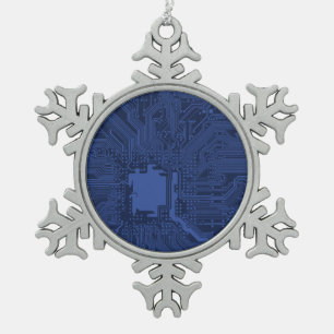 Motherboard-Muster von Blue Geek Schneeflocken Zinn-Ornament
