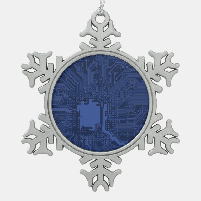 Motherboard-Muster von Blue Geek Schneeflocken Zinn-Ornament (Vorderseite)
