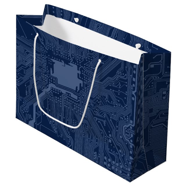 Motherboard-Schaltmuster für Blaugrippe Große Geschenktüte (Vorderseite Schrägansicht)