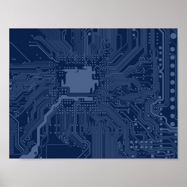 Motherboard-Schaltmuster für Blaugrippe Poster (Vorne)