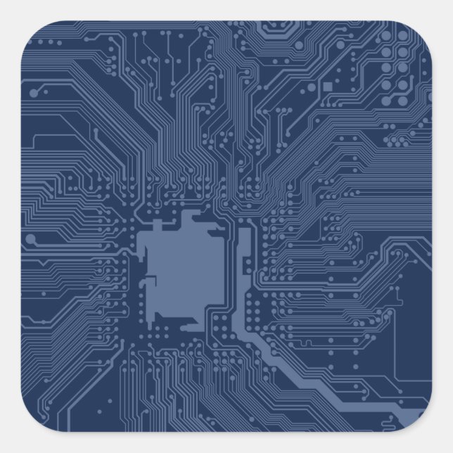 Motherboard-Schaltmuster für Blaugrippe Quadratischer Aufkleber (Vorderseite)