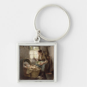 Motherly Zuneigung (Öl auf Leinwand) Schlüsselanhänger