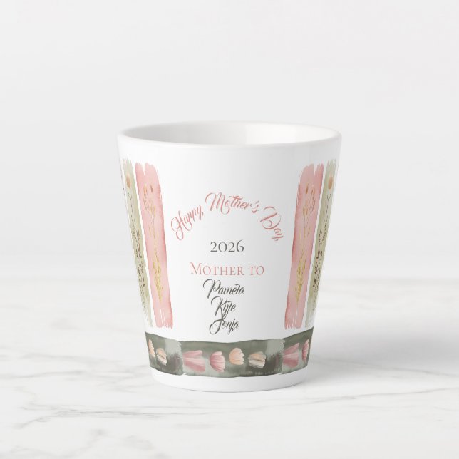 Mother's Day 2026 Brush Strokes Wildflowers  Milchtasse (Vorderseite)
