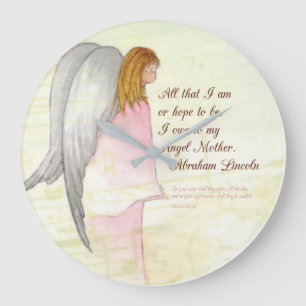Mother's Day Angel Religious, Round Gift Große Wanduhr