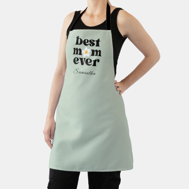 Mother's Day Best Mom Ever Sage Green Apron Schürze (InSitu)