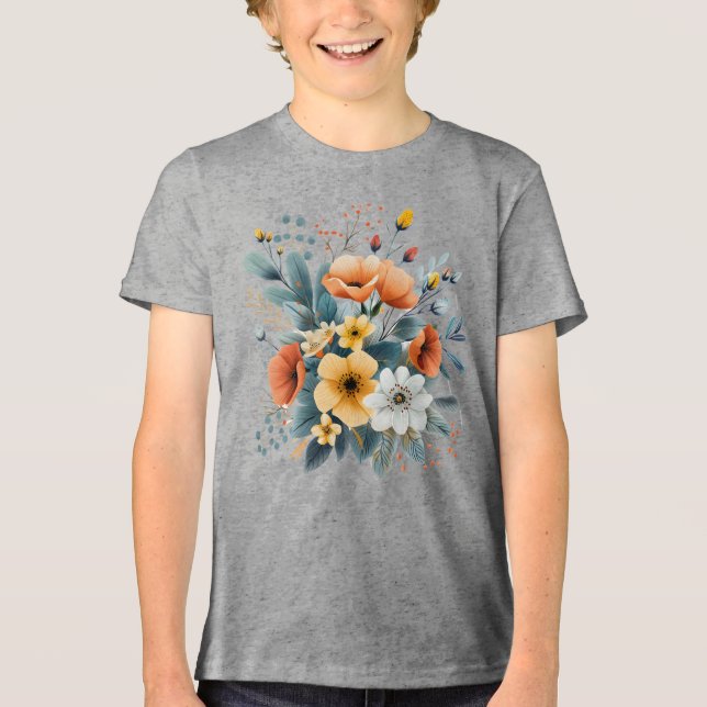 Mother's Day Boho Flowers Clipart-619830 Tri-Blend Shirt (Vorderseite)