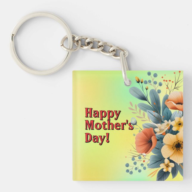Mother's Day Boho Flowers Clipart-61983 Keychain Schlüsselanhänger (Vorderseite)