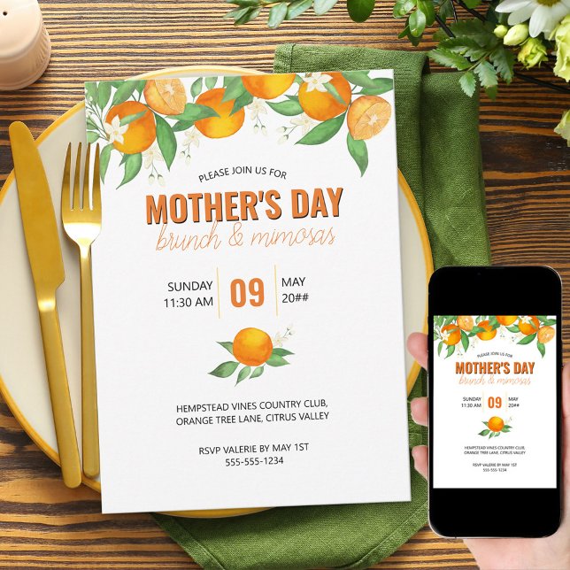 Mother's Day Brunch Citrus Orangen Einladung (Von Creator hochgeladen)