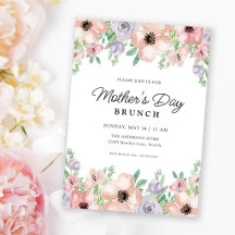 Mother's Day Brunch Pastel Watercolor Floral 