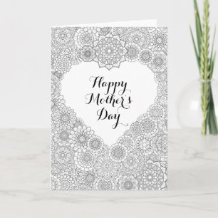 Mother's Day Card: Adult Coloring Karte