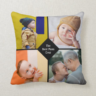 Mothers Day Chic Moderne Mama Familienfoto Collage Kissen