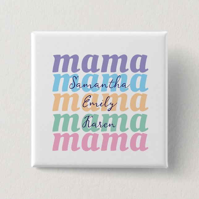 Mothers day custom kids name MAMA gift Button (Vorderseite)