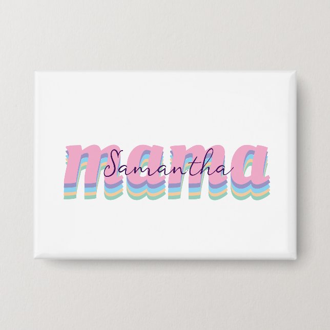Mothers day custom kids name MAMA gift Button (Vorderseite)