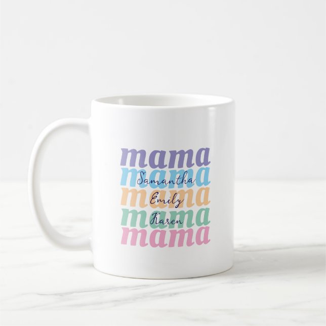 Mothers day custom kids name MAMA gift Kaffeetasse (Links)
