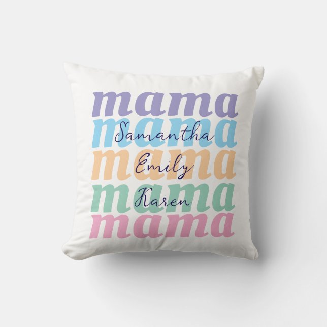 Mothers day custom kids name MAMA gift Kissen (Vorderseite)