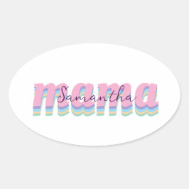 Mothers day custom kids name MAMA gift Ovaler Aufkleber