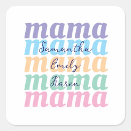 Mothers day custom kids name MAMA gift Quadratischer Aufkleber