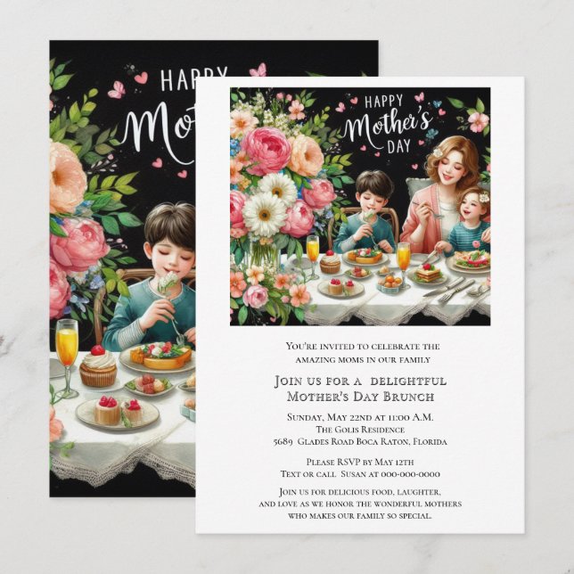 Mother's Day Family Brunch  Einladung (Vorne/Hinten)