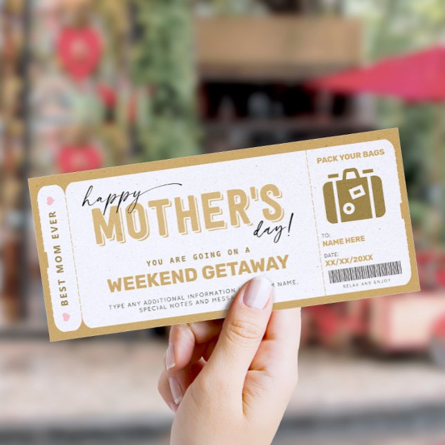 Mother's Day Gift Ticket Weekend Getaway Voucher Einladung (Von Creator hochgeladen)