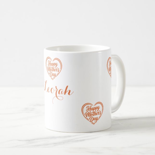 Mothers Day Heart Custom Name Mug Kaffeetasse (VorderseiteRechts)