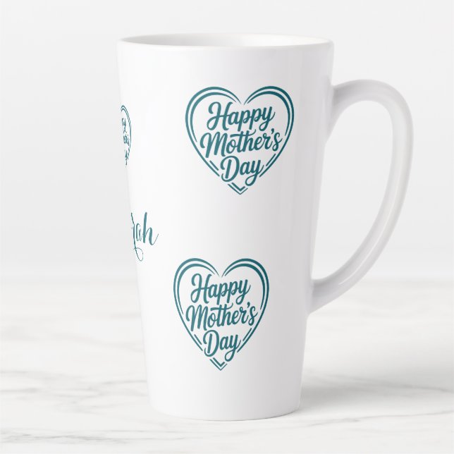 Mothers Day Heart Custom Name Mug Milchtasse (Rechts)