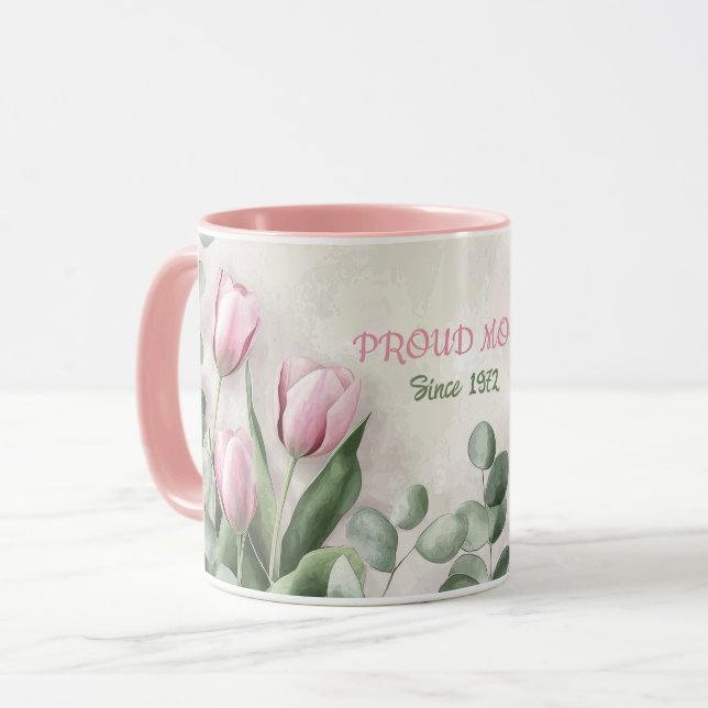 Mother's Day Mug Text "MOM" "Since 1972" (Devant gauche)