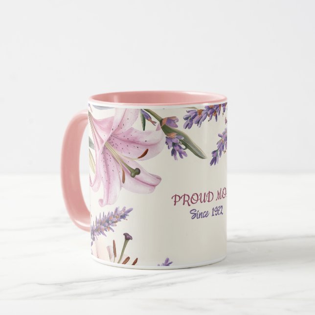 Mother's Day Mug Text "MOM" "Since 1972" (Devant gauche)