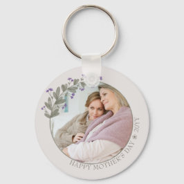 Mother's Day Photo Pretty Purple Wildflower Frame Schlüsselanhänger