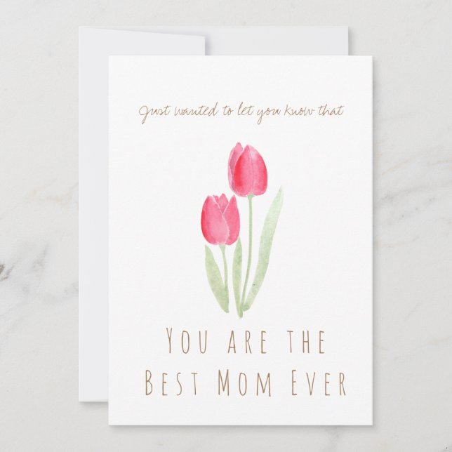 mother's day watercolor red tulips flowers card einladung (Vorderseite)