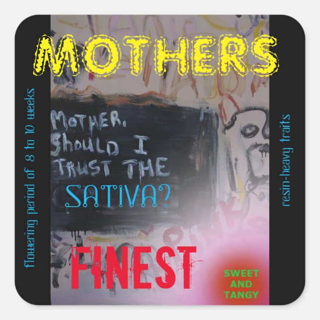 MOTHERS FINEST SATIVA QUADRATISCHER AUFKLEBER (Vorderseite)