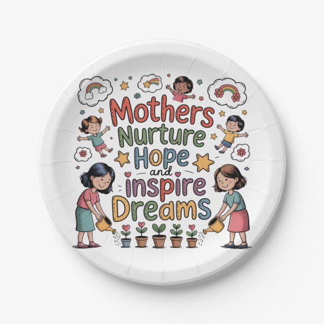 Mothers Nurture Hope And Inspire Dreams Pappteller (Vorderseite)