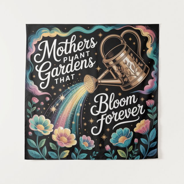 Mothers Plant Gardens That Bloom Forever Wandteppich (Vorderseite)