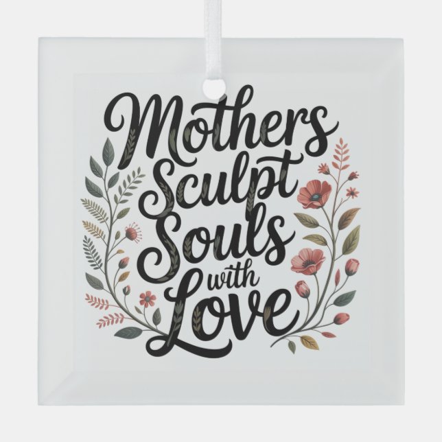 Mothers Sculpt Souls With Love Ornament Aus Glas (Vorderseite)