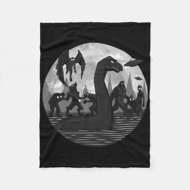 Mothman Bigfoot Loch Ness Monster Außerirdischen U Fleecedecke (Vorderseite)
