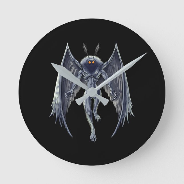 Mothman Cryptid Creature Runde Wanduhr (Vorderseite)